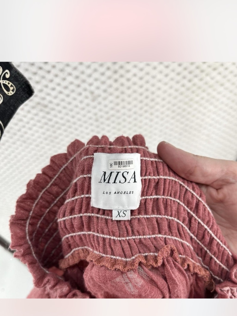 MISA Los Angeles XS Pink Striped Ruffled dress